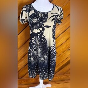 Lucky Brand Navy and Tan Dress